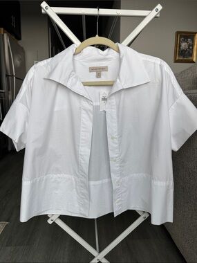 Banana Republic White Short-Sleeve Button-Down Blouse 100% Cotton